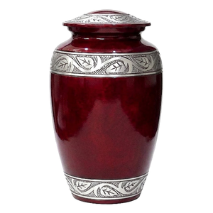 โกศบรรจุอัฐิสำหรับผู้ใหญ่ทำจากอะลูมิเนียม พร้อมแถบสลักลาย ขัดเงาสีเงิน และเคลือบสีฟ้า สำหรับบรรจุอัฐิมนุษย์ - Product Image 2