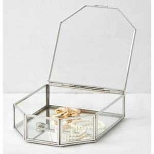 Premium Gift Metal & Glass Jewelry <b>Box</b> Luxury <b>Trinket</b> Organizer for Jewelry Collection Rings Earrings Necklace Bracelet - Product Image 2