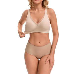 Sujetador inalámbrico delgado y transpirable 100% seda para mujer con tirantes ajustables, diseño sólido tejido para uso diario. - Product Image 3