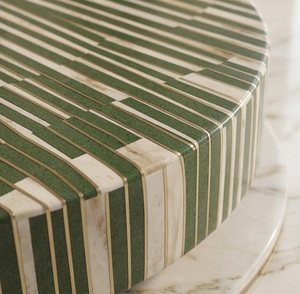 Modern <b>Oval</b> <b>Coffee</b> <b>Table</b> Striped Inlay Solid Wood Luxury Living Room Furniture - Product Image 3