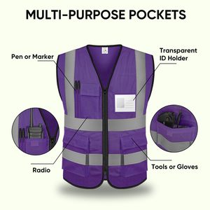 Safety Apparel Reflective Safety Vests for Men Women High Visibility Vest with Pockets Mesh Fabric <b>Construction</b> Neon <b>Work</b> Vest - Product Image 2