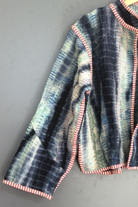 เสื้อแจ็คเก็ตผู้หญิงลายไทได ผ้าควิลท์ ผ้าฝ้ายผสมใยไผ่ ระบายอากาศได้ดี แต่งขอบตัดสี แขนยาว ทรงสั้น เปิดด้านหน้า เหมาะสำหรับฤดูใบไม้ผลิ ฤดูใบไม้ร่วง และฤดูหนาว - Product Image 4