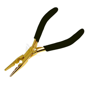 คีมต่อผมปลายแบนสแตนเลสพร้อมฟันสำหรับต่อผม (สีทอง) คีมต่อผม - Product Image 6