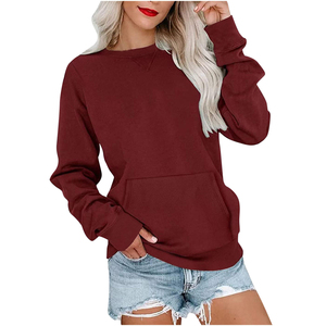 Wholesale High Quality Women's Sweatshirt Round Neck Casual Long Sleeve Sweatshirt Cotton Crew Neck <b>Pullover</b> Relaxed Fit Tops - Product Image 6