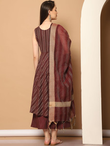 <b>Women</b> Traditional Cotton <b>Kurta</b> Dupatta A-Line Sleeveless Neck Regular Fit Knee-Length Quick Dry Casual Wear India Pakistan Style - Product Image 6