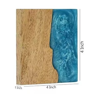 Nouvelle arrivée de sous-verres classiques élégants faits à la main en résine et en bois personnalisables nouveau design - Product Image 2
