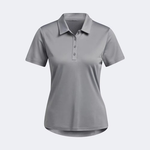 Camiseta Polo de Manga Corta para Mujer 2026, Color Sólido, Secado Rápido, Poliéster, Tejido Informal, Largo Regular, Gris - Product Image 1