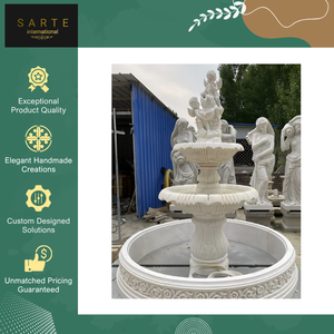 Nouvelle collection de fontaines de jardin modernes en marbre, décorations d'entrée haut de gamme, cascade extérieure écologique avec sculptures en pierre - Product Image 2