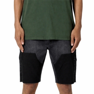 Shorts noirs pour hommes, multi-poches, longueur genou, décontractés, utilitaires, été, coupe confortable, tissu durable, shorts en denim pour hommes - Product Image 2