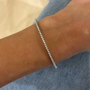 Diamond Bangle Stacking <b>Bracelets</b> Thin Minimalist 14K 18K Solid Gold Cut Lab Grown Prong Set Solitaire Push Clasp <b>Cuff</b> Jewelry - Product Image 6