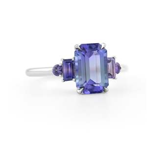 Women's Sapphire Engagement Ring Emerald Cut Prong Setting Classic Gemstone Ring - Product Image 3