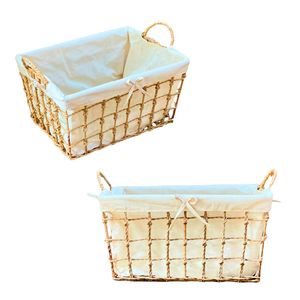 High-Quality Natural Water Hyacinth Seagrass Rattan Bamboo <b>STORAGE</b> <b>BASKET</b> with Metal Frame Cotton Liner Wholesale - Product Image 1