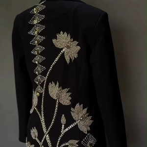 Blazer de Hombre de Algodón Premium Hecho a Medida, con Bordado de Cuentas y Cristales, Base de Poliéster, para Bodas y Fiestas - Product Image 6