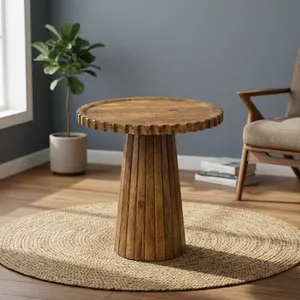 Handmade <b>Rustic</b> Round Wooden <b>Side</b> <b>Table</b> Antique Style Living Room Furniture - Product Image 4