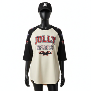 Camiseta de Béisbol para Mujer, de Calidad, en Malla de Poliéster GSM, Paneles Blancos y Negros, Logotipo Personalizado Impreso, Camiseta de Béisbol de Algodón para Mujer - Product Image 6