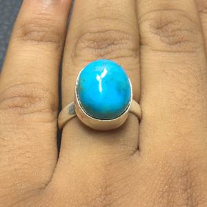 Turquoise Gemstone <b>Ring</b> High Quality Silver Jewelry for Engagement Anniversary Gift Natural Good Quality Oval Shape for Party - Product Image 3