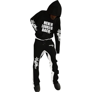 Ensemble de survêtement pour homme en molleton de coton imprimé personnalisé, coupe ample, avec sweat à capuche et pantalon de survêtement, couleur unie, chaud et respirant, tenue d'hiver - Product Image 6