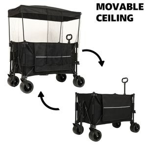 Carrito de Jardín Plegable y Resistente de 480 lb, Carrito Utilitario con Toldo Extensible, Carrito de Camping Todoterreno Grande - Product Image 5