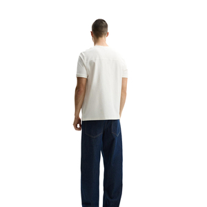 T-shirt en coton blanc pour homme, tricoté, manches courtes, col rond, coupe classique, couleur unie, respirant, col ras du cou - Product Image 2