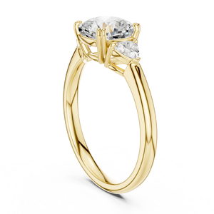 Yellow Gold Round Cut Diamond Three Stone Engagement <b>Ring</b> Classic Wedding <b>Ring</b> for Women - Product Image 3