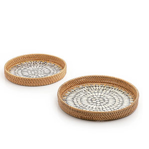 Plateau de rangement en rotin et nacre de qualité supérieure pour chocolats – Organisateur de rangement MOP le plus vendu - Product Image 6