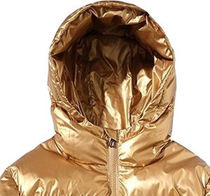 Chaqueta con capucha brillante, impermeable y transpirable, de lona con revestimiento dorado, de nueva llegada, con cierre de un solo botón. - Product Image 3