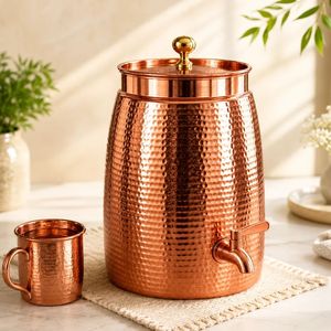 Distributeur d'eau en cuivre martelé avec robinet en laiton, style vintage, pour la maison, en cuivre authentique - Product Image 2