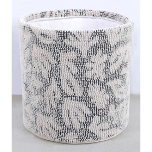 Cesta con base tejida estampada y mechones de lana, con asa de cuero PU, para baño, lavandería, guardería, mascotas, niños, regalos y almacenamiento - Product Image 1