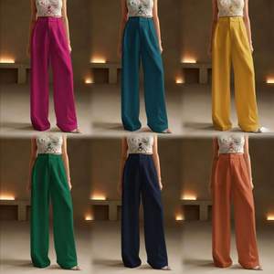 Pantalon décontracté taille haute élastique ample pour femme, en nylon/coton respirant, idéal pour l'été – Vente en gros personnalisée - Product Image 3