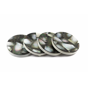 Sous-verres et sets de table en nacre avec incrustations classiques de nacre de qualité supérieure, lot de 4 - Product Image 1