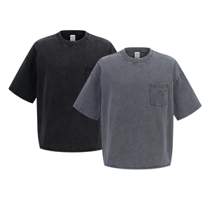 เสื้อยืดโอเวอร์ไซส์ทรงบ็อกซี่ ไซส์พลัส OEM ODM ล้างสีแบบแอซิดวอช แขนสั้น สกรีนโลโก้ได้ตามสั่ง เสื้อยืดผู้ชาย - Product Image 5