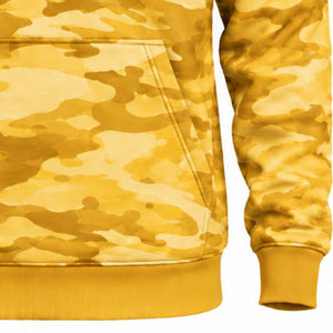 Gold <b>Camo</b> Pullover Hoodie Men Custom Printed Fleece Sweatshirt Kangaroo Pocket Drawstring Long Sleeve Outdoor Casual Hooded <b>Top</b> - Product Image 6