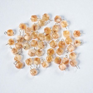 Citrine Cube Crystal <b>Charms</b> Religious Style Third Party Certified 925 Silver Platinum Plated for DIY Jewelry Making Necklace - Product Image 1