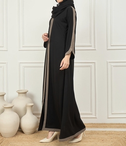 High Quality Beautiful Dubai Women Abaya Traditional Islamic Muslim Clothing & <b>Accessories</b> <b>Floor</b> Length Long Sleeves Front Open - Product Image 4