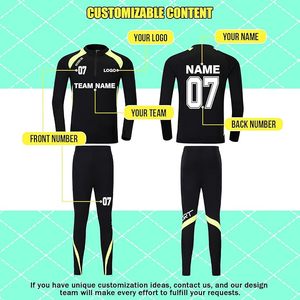 Custom Men and Women Tracksuit <b>Athletic</b> Tracksuit Personalized Soccer Jersey Training Suit with Name Team Number Logo - Product Image 3