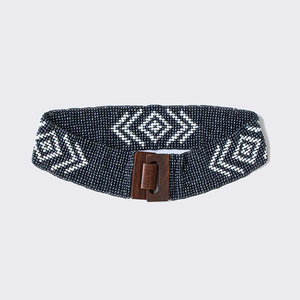 Silver Western Beaded Plastic Belt Handcrafted Exquisite <b>Beads</b> Bohemian Rope <b>Braid</b> Wood Buckle 74cm Belt - Product Image 3
