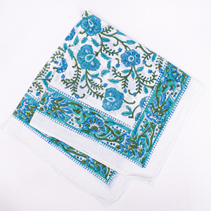 Blue White Floral Cotton Bandana Breathable Casual Wear Spring Summer Kerchief <b>Scarf</b> <b>Square</b> Patterned Headwrap - Product Image 6