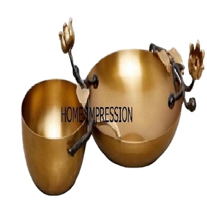 Cuenco adjunto de 2 compartimentos con acabado antiguo de latón, centro de mesa de la más alta calidad, cuenco decorativo y para servir, gran oferta - Product Image 1