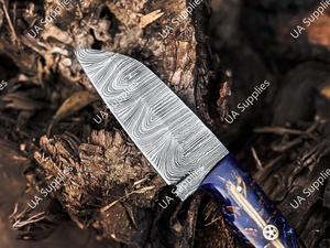 มีดล่าสัตว์แบบดรอปพอยต์ ใบมีดเหล็กดามัสกัส ODM/OEM ขนาด 8 นิ้ว คมกริบ ด้ามจับรูปทรงกรวยสน พร้อมปลอกหนังคุณภาพสูง - Product Image 5