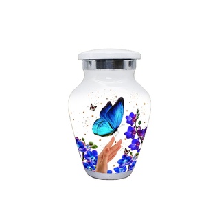 Petite urne papillon blanche-Petite urne pour cendres avec boîte et sac-Urne blanche avec papillons-Honore votre bien-aimé avec Mini - Product Image 1