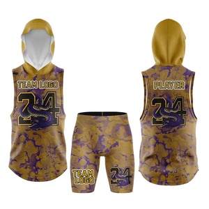 Conjunto de Jersey sin Mangas con Capucha Sublimado Personalizado 7V7, Estampado de Salpicaduras Rosa y Negro, Absorbe la Humedad, Ropa Deportiva Unisex para Adultos - Product Image 2