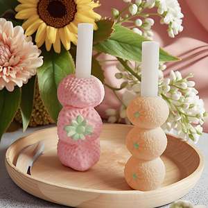 Strawberry Orange Eggplant Candlestick Fruit Candle Holder Gypsum <b>Resin</b> Candle <b>Silicone</b> <b>Mold</b> - Product Image 1