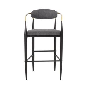 Set of <b>2</b> Counter Height <b>Bar</b> <b>Stools</b> with Iron Legs Gray Fabric Upholstered Kitchen Island Barstools 260L Seating - Product Image 6