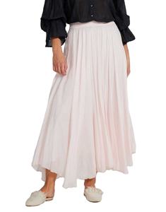 กระโปรงผู้หญิงไซส์ใหญ่สีขาวลำลอง ผ้าไหมคอตตอนเนื้อนุ่มสบาย เอวยางยืด ชายกระโปรงทรงผ้าเช็ดหน้า ดีไซน์ทรงเอไลน์ - Product Image 1