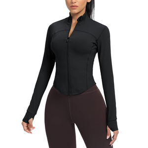 Women's Black Full Sleeve <b>Yoga</b> <b>Jacket</b> Stand Collar With Zip Closure Skinny Fit Sweat-Wicking Athletic <b>Yoga</b> <b>Jackets</b> For Women's - Product Image 6