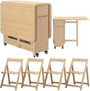 Ensemble table et chaises pliantes en bois massif pour cuisine et salle à manger - Product Image 3