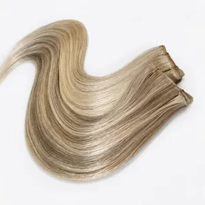 Extensiones de Cabello Humano Rubio Ceniza Ombre Largo, Base de Seda con Cutícula Completa, 100% Densidad, Una Dirección - Product Image 5