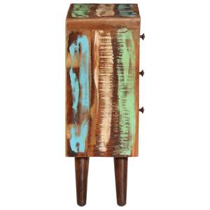 Buffet compact en bois massif recyclé avec finition multicolore et accents métalliques - Product Image 4