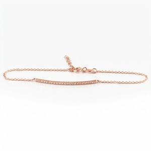 Pulsera de Oro 14K con Diamantes, Joyería Fina Minimalista y Delicada, Diamantes de Laboratorio E VS 0.12ctw HPHT CVD, Pulsera de Eslabones - Product Image 3