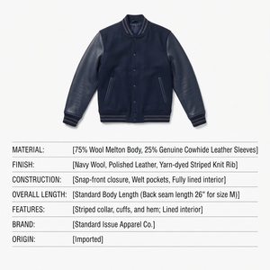 Chaqueta Universitaria Azul Marino Personalizada, Chaqueta Deportiva de Béisbol para Hombre, Prenda Exterior con Letras Bordadas, OEM - Product Image 6